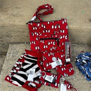 Vera Bradley Red Penguin Quilted Crossbody Bag Set
